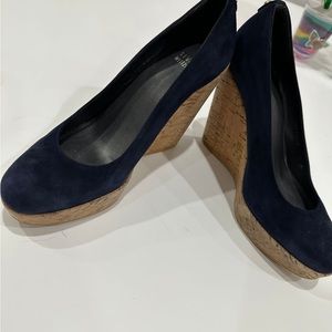 Stuart Weitzman Blue Corkswoon Wedges